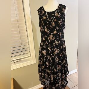 [XL]Anna Bella Vintage Floral Lace Lined Asymmetrical Midi Sleeveless dress